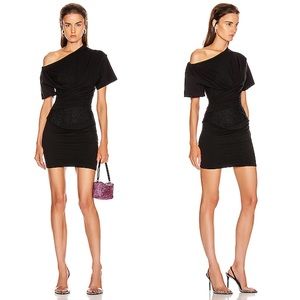 NWT ALEXANDER WANG Corset Panel Ruched Drape T-shirt Dress In Black 4 $1,050